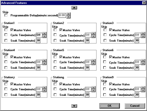 Advanced Features dialogue box